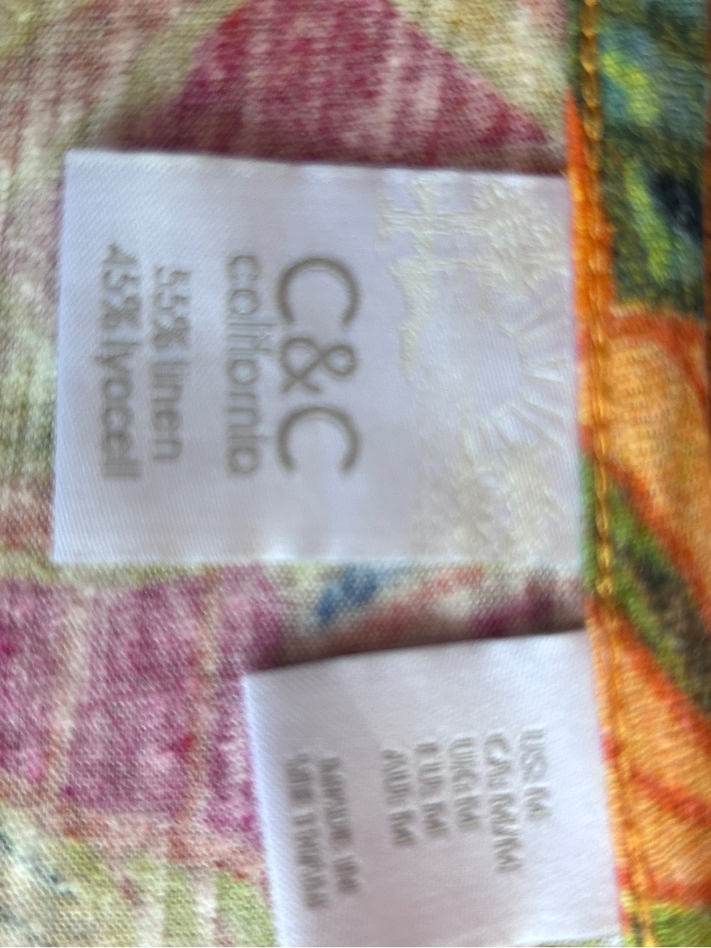 C&C California Tropical Floral Linen Blend Scoop Neck Top XL - Picture 4 of 5